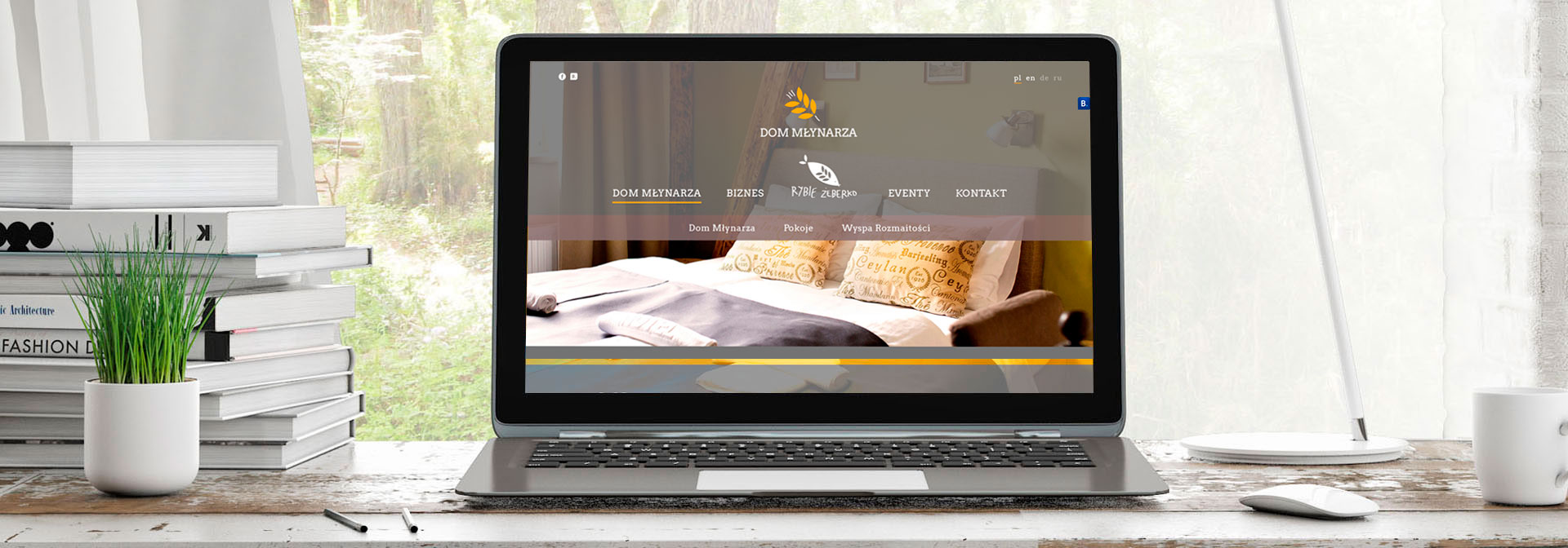 Visualização do início website do Hotel Dom Młynarza